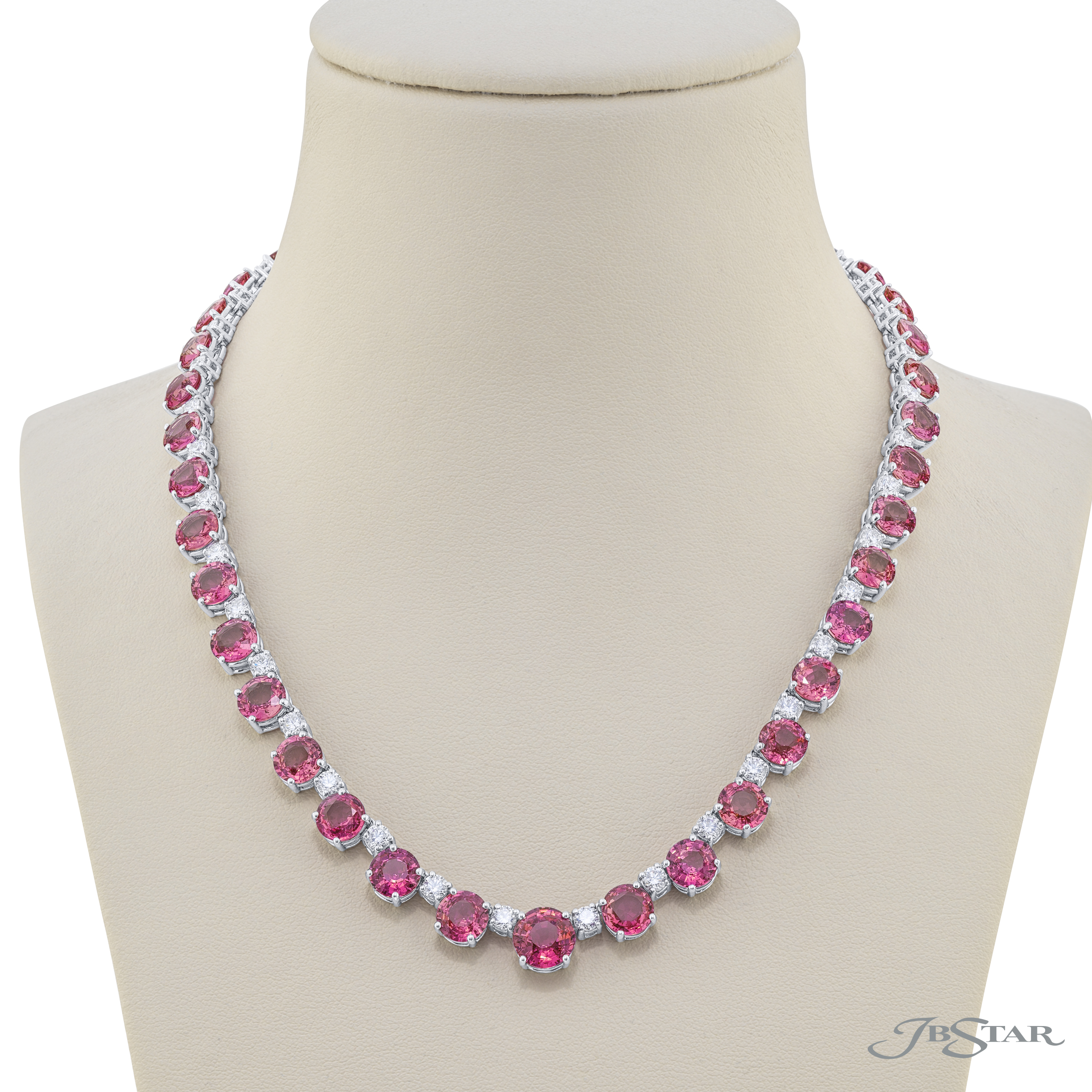 50.00 ct. t.w. Pink Topaz Tennis Necklace in Sterling Silver | Ross-Simons