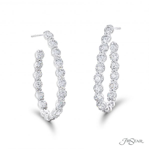 Diamond hoop earrings 30 round diamonds