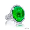 19.37 ct Cabochon Colombian Oval Emerald and Diamond Ring