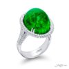 19.37 ct Cabochon Colombian Oval Emerald and Diamond Ring