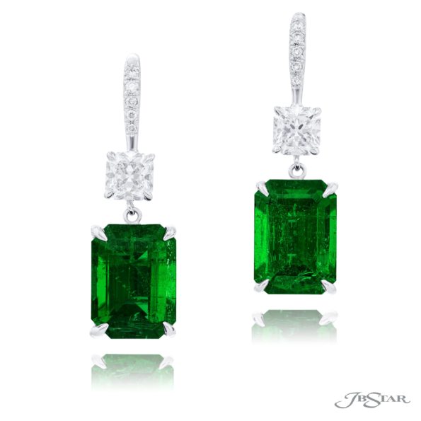 Emerald & Diamond Earrings 9.19 ctw. Emerald Cut Micro Pave