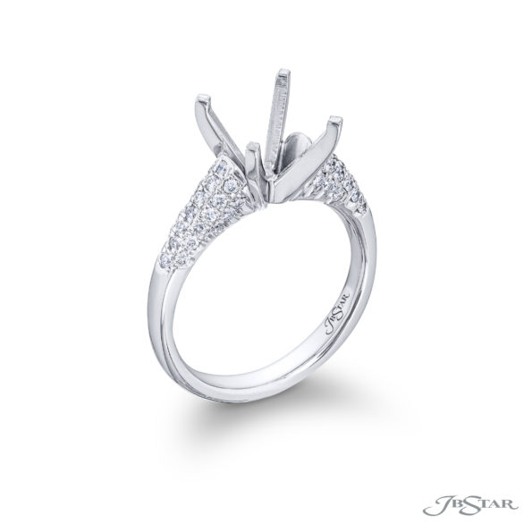 Beautiful diamond semi-mount featuring round diamonds in a 3 sided micro pave setting. Handcrafted in pure platinum.