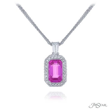 Pink Sapphire & Round Diamond Pendant Round Cut 2.47 ct.
