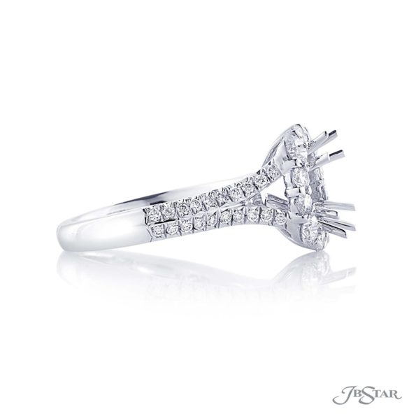 Platinum Semi-Mount Engagement Ring with Micro Pave Halo