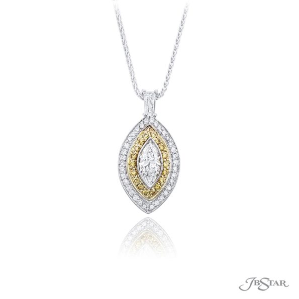 0.71 ct Marquise Cut Diamond Pendant Yellow Diamond Pave -