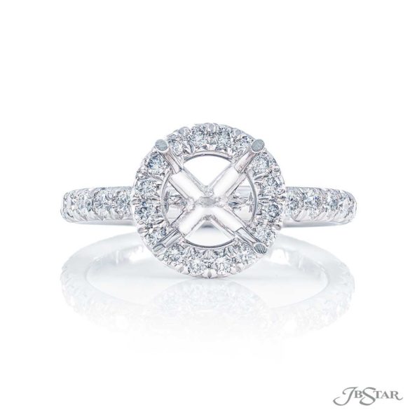 Platinum Semi-Mount Ring with Diamond Micro Pave Halo