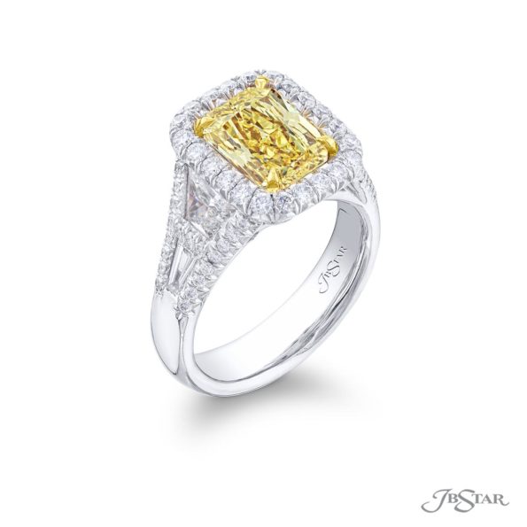 Fancy Yellow Diamond Ring 2.80 ct Radiant Cut GIA Certified