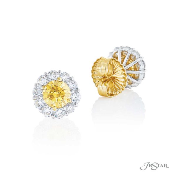 Fancy yellow diamond stud earrings