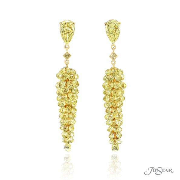 Fancy Yellow Diamond Drop Earrings 1.38 ctw. 18 KY Gold
