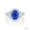 3.23 ct. Oval Blue Sapphire and Half Moon Diamond Ring