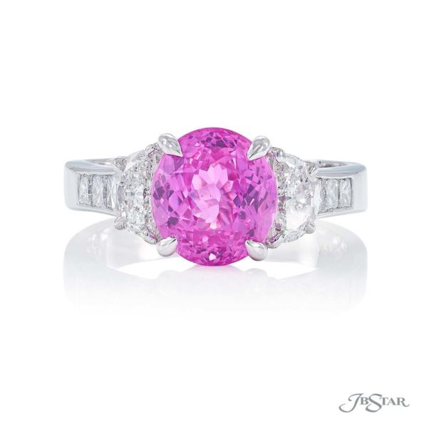 2.85 ct. Oval Pink sapphire and Diamond Ring