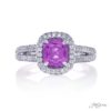 1.16 ct Cushion Cut Purple Sapphire Micro Pave Diamond Ring