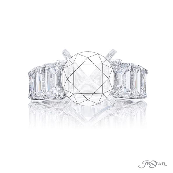 Diamond Semi-Mount 4.41 ctw. Emerald-Cut Shared Prong