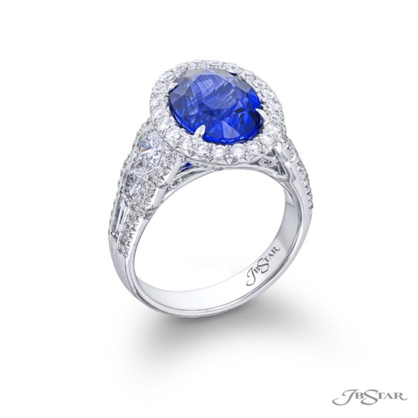 4.78ct Oval Blue Sapphire and Diamond Precious Color Ring