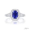 Sapphire & Diamond Ring 1.18 ct Emerald Cut Micro Pave