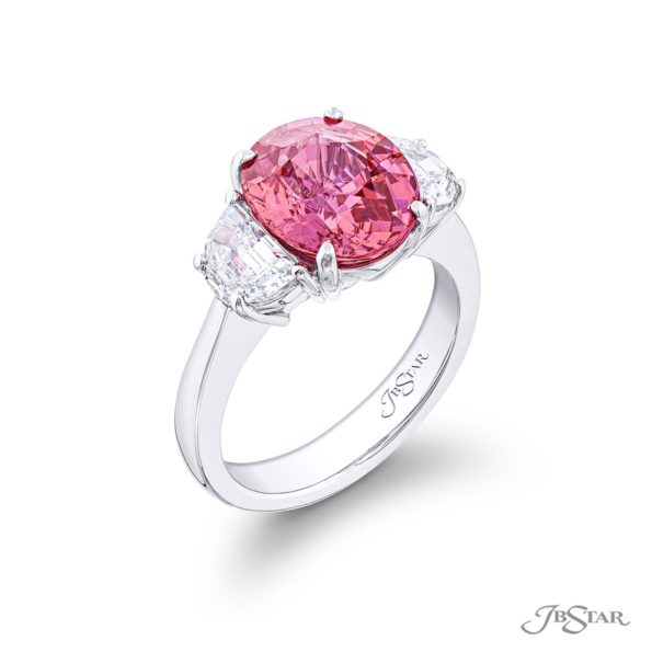 Pink Sapphire & Diamond Ring 4.68 ct. Certified Oval Cut