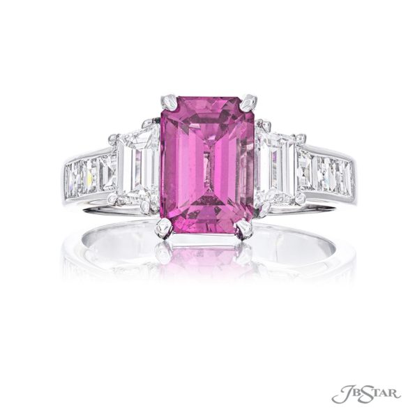 Ring featuring 2.16ct. emerald-cut pink sapphire