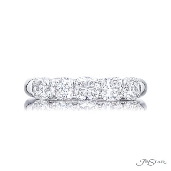 Classic Cushion-Cut Diamond Band | Shared Prong Platinum Design