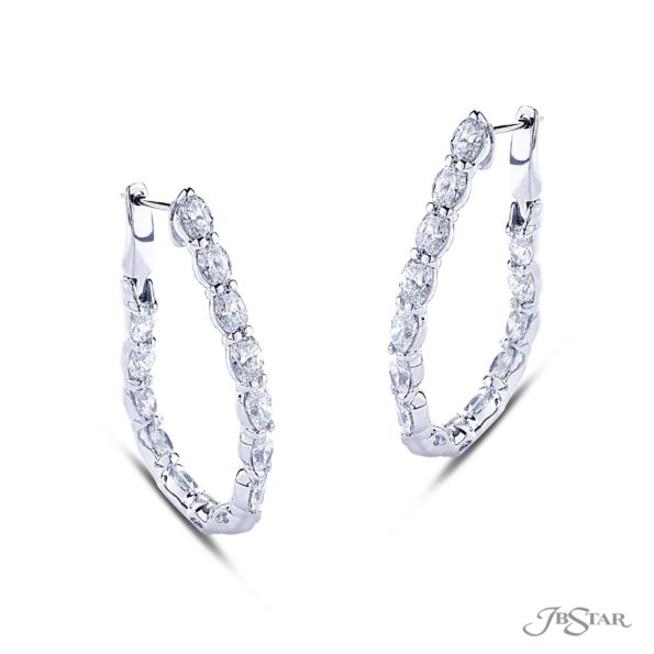 Diamond Hoop EarringsOval CutPlatinum