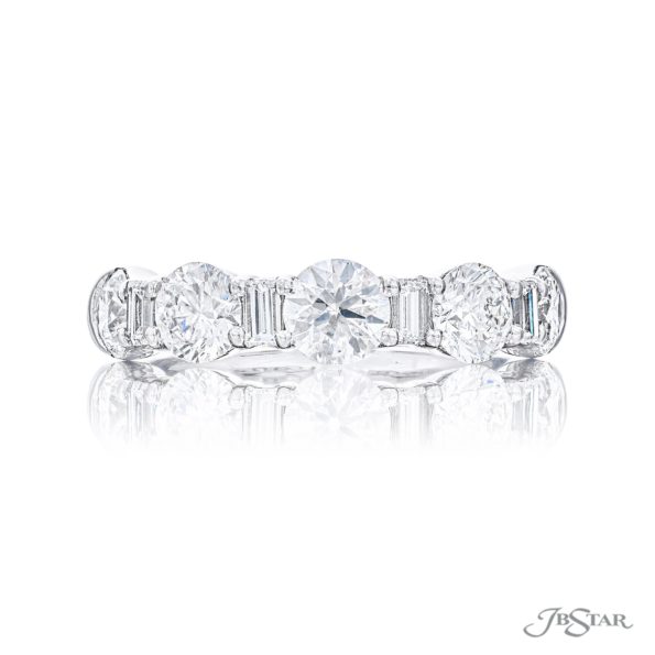 Iconic Single-Row Diamond Band | Straight Baguette & Round-Cut Diamonds in Platinum