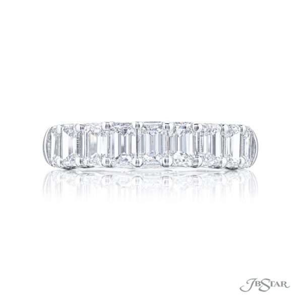 Emerald Cut Diamond Wedding Band Prong Set 2.10 CTW.