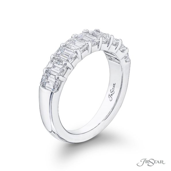 Emerald Cut Diamond Wedding Band Prong Set 2.10 CTW.