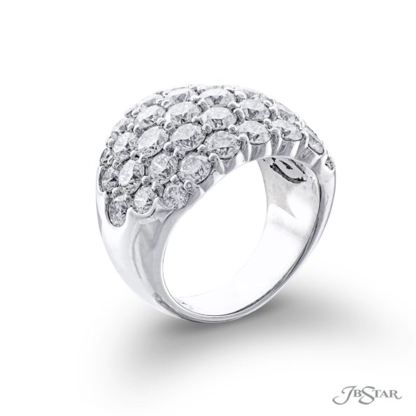 Classic Multi-Row Diamond Band | Five-Row Round-Cut Design in Platinum