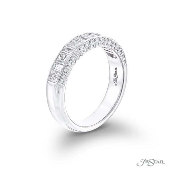 Classic Multi-Row Diamond Band | Princess-Cut & Baguette Diamonds in Platinum