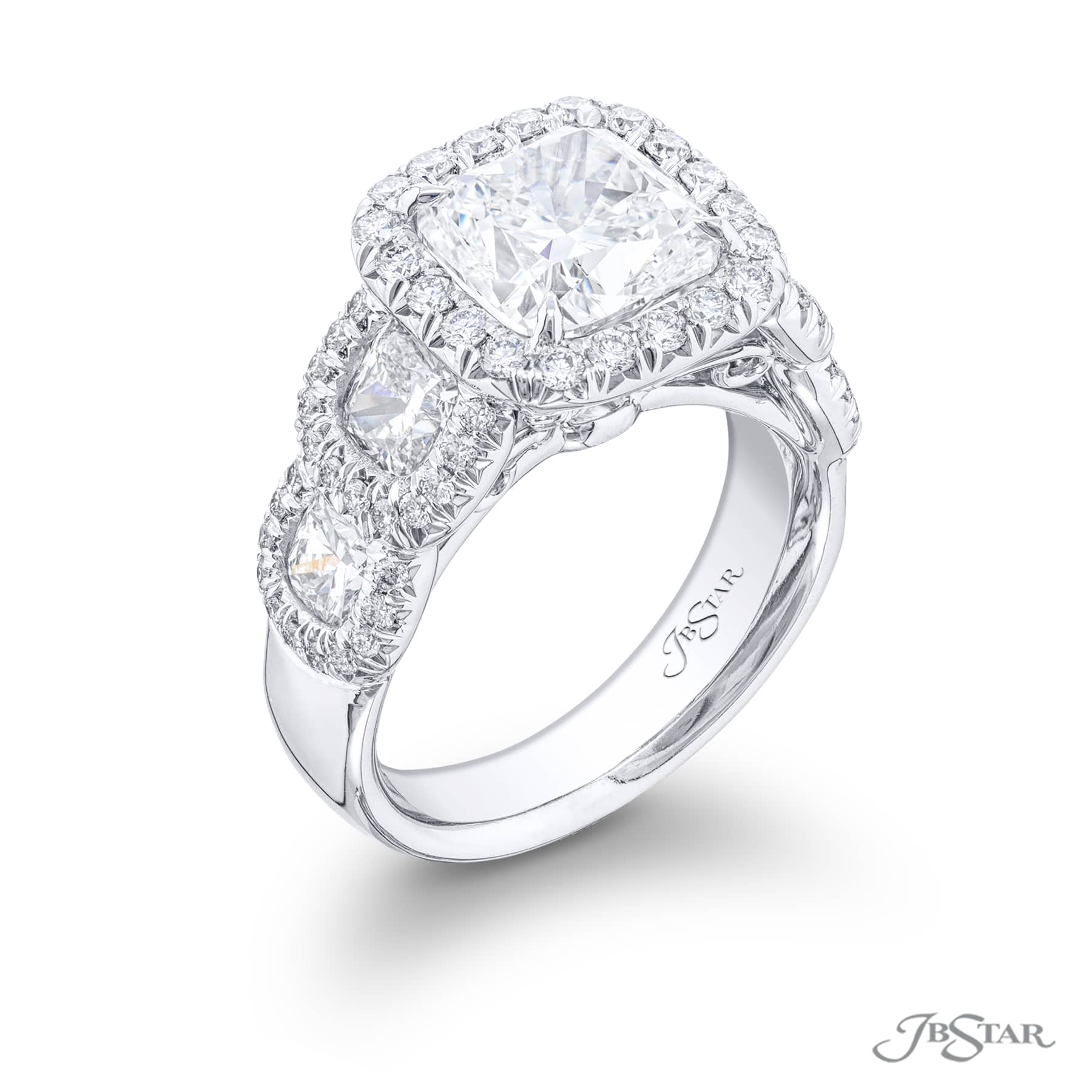 Diamond Engagement Ring 3.02ct. Cushion Cut Micro Pave – JB Star