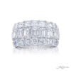 Classic Three-Row Diamond Band | Emerald-Cut & Square-Cut Design in Platinum