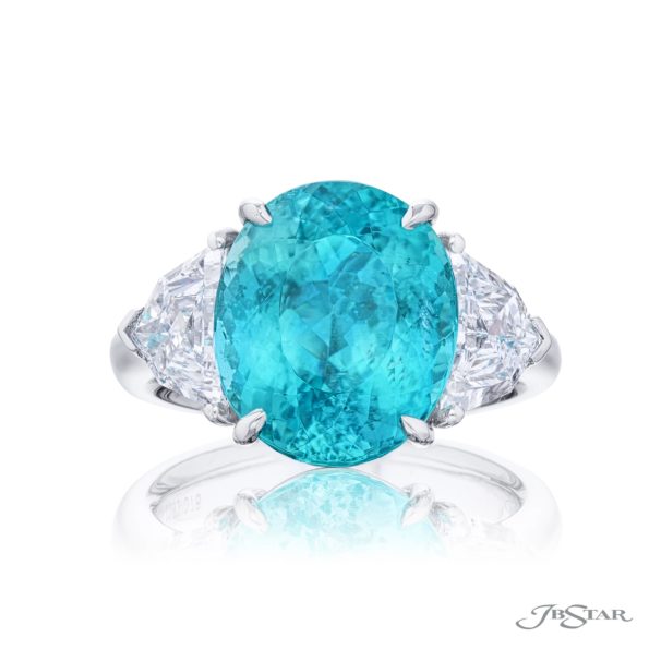 8.17 ct Certified Paraiba & Diamond Ring | Oval-Cut Paraiba with Epaulet Diamonds in Platinum | Breathtaking Radiance by Jb Star