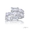 Dazzling Brilliance: Certified Twogether Diamond Ring  Emerald-Cut Diamonds Handcrafted in Pure Platinum