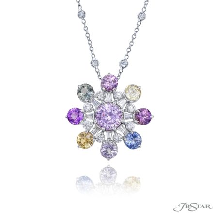 Pink Sapphire Necklace - Round 2.40 Ct. - 14K White Gold #J8432