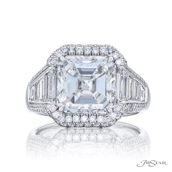 Platinum 4.64 ct Square Emerald Cut Diamond Engagement Ring