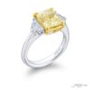 3.29 ct GIA Certified Fancy Yellow Diamond Ring | Radiant-Cut Fancy Yellow Diamond with Epaulette Diamonds in Platinum & 18K Yellow Gold