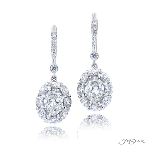 Platinum 0.72 ct Oval Diamond Drop Earrings Jewelry