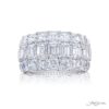 Classic Three-Row Diamond Band | Emerald-Cut Design in Platinum