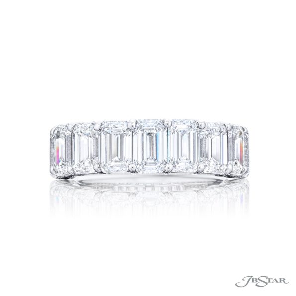 Iconic Single-Row GIA-Certified Diamond Band | 9 Emerald-Cut Diamonds in Platinum | Elegance Elevated by Jb Star