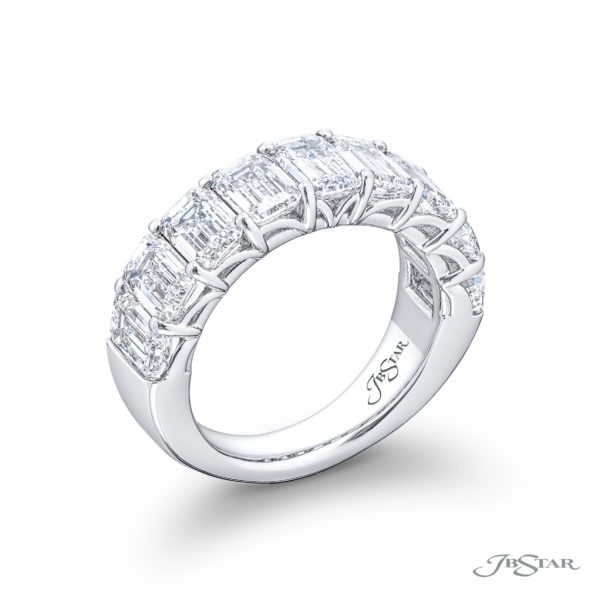 Iconic Single-Row GIA-Certified Diamond Band | 9 Emerald-Cut Diamonds in Platinum | Elegance Elevated by Jb Star