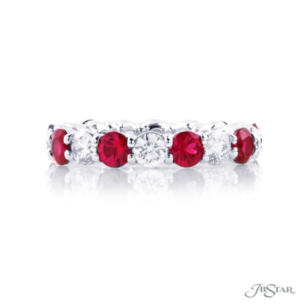 Ruby and Diamond Eternity Band in Platinum Prong Setting