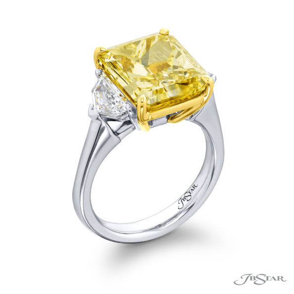 7.47 ct GIA Certified Fancy Yellow Diamond Ring | Radiant-Cut Fancy Yellow Diamond with Epaulet Diamonds | Platinum & 18K Yellow Gold | Dazzling Brilliance by Jb Star