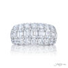 Elegance Elevated: Classic Multi-Row Emerald-Cut and Round Diamond Band