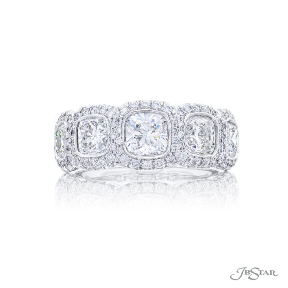 Signature Cushion-Cut Diamond Band with Micro Pave | Handcrafted in Platinum