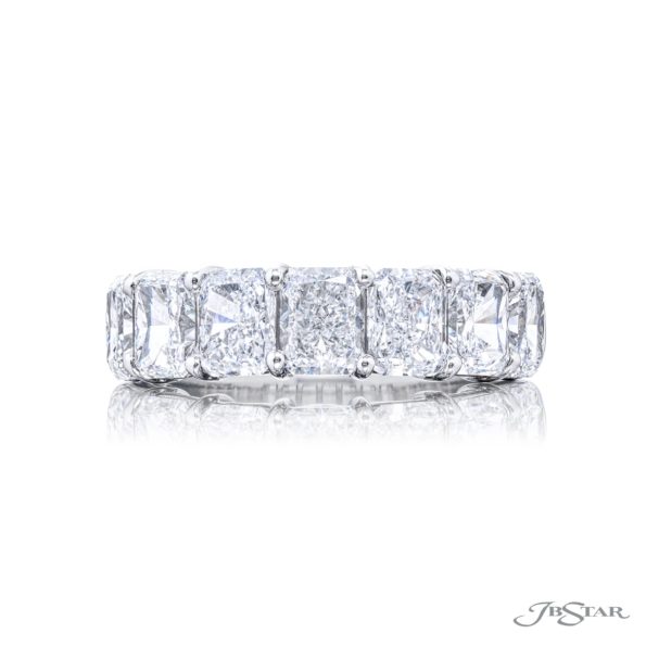 Classic Single-Row GIA-Certified Diamond Band | 7 Radiant-Cut Diamonds in Platinum | Elegance Elevated by Jb Star