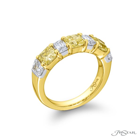 Fancy Yellow & White Radiant-Cut Diamond Band | Single-Row 18K Yellow Gold | Elegance Elevated by Jewels by Star