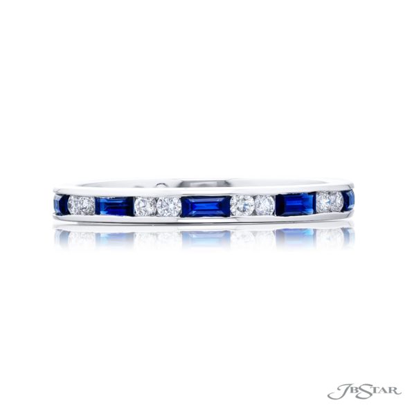 Elegance Elevated: Classic Single Row Sapphire and Diamond Band