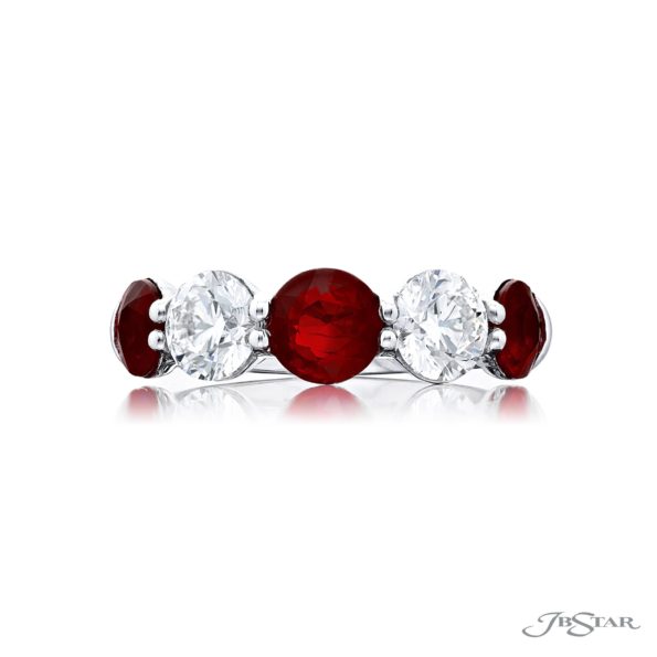 Timeless Single-Row Ruby and Diamond Band in Platinum