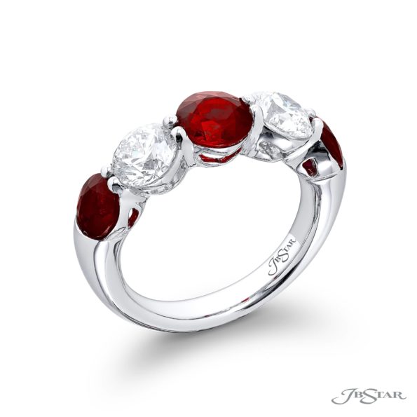 Timeless Single-Row Ruby and Diamond Band in Platinum