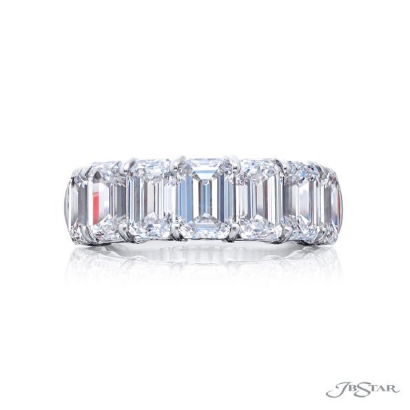 Classic Single-Row GIA Certified Diamond Band | 7 Emerald-Cut Diamonds in Platinum | Elegance Elevated by Jb Star