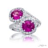 Breathtaking Radiance: Certified Twogether Pink Sapphire Ring  Oval Pink Sapphires with Tapered Baguette & Micro Pav Diamonds in Pure Platinum